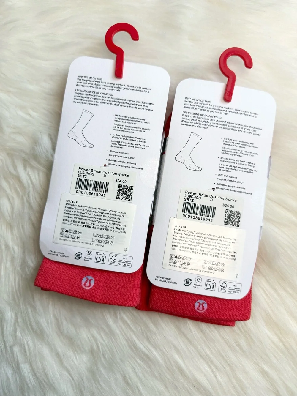NWT Lululemon Power Stride Ankle Socks Lot 2 Pairs SBTZ Size S Crew Length